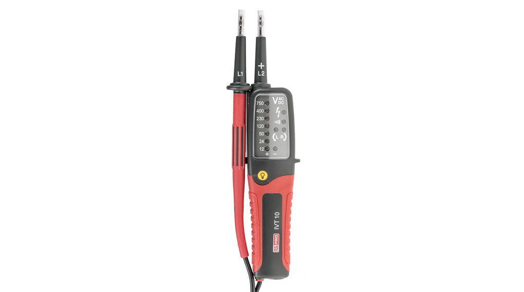 Testeur de tension et de continuité, IP65, LED, Visuel / sonore, 12 ... 750 V